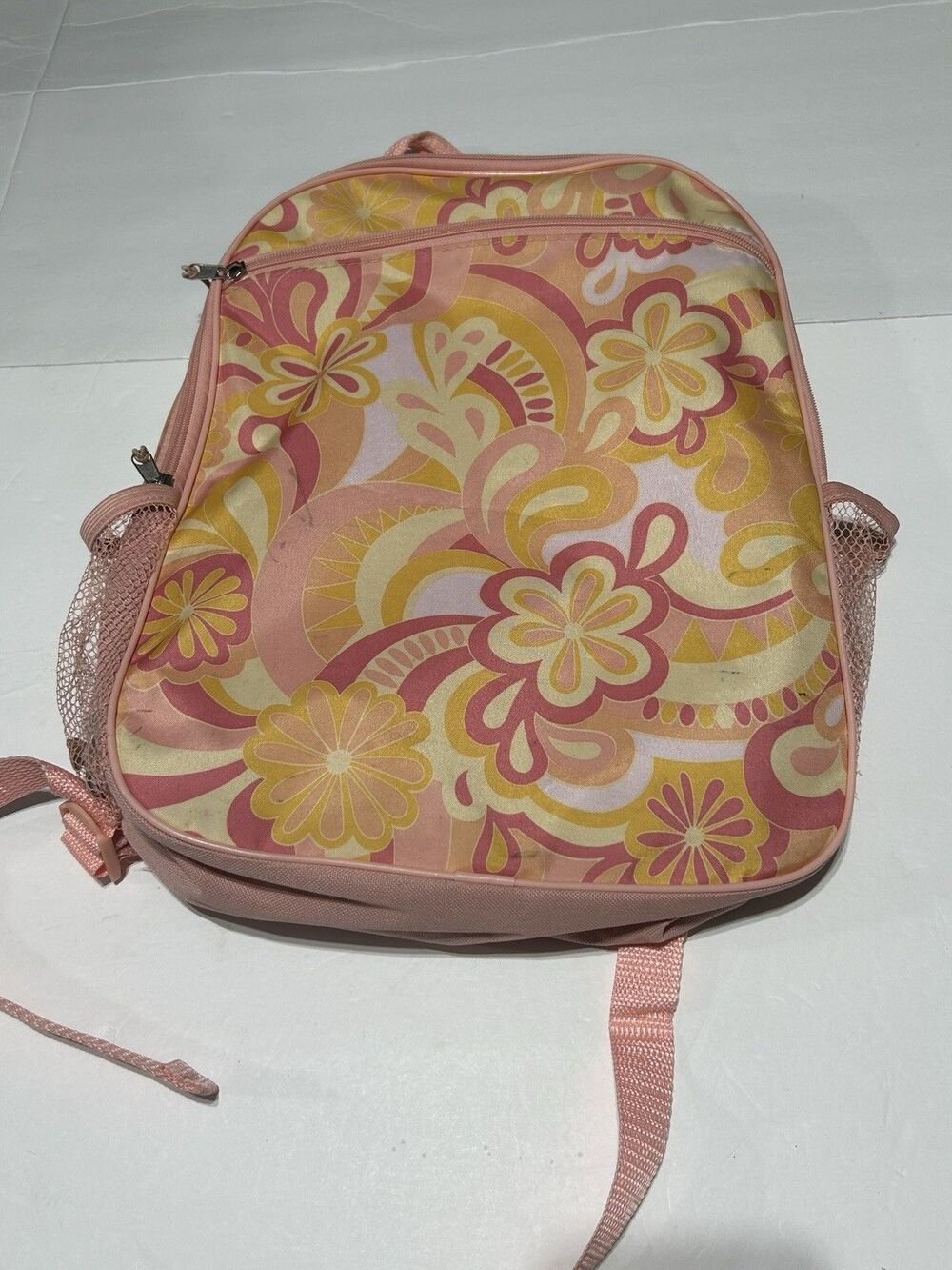 Wonder Nation 16” Backpack With Exterior&Interior Pockets Peach Yellow Floral